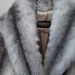 Woman full length faux fur winter coat